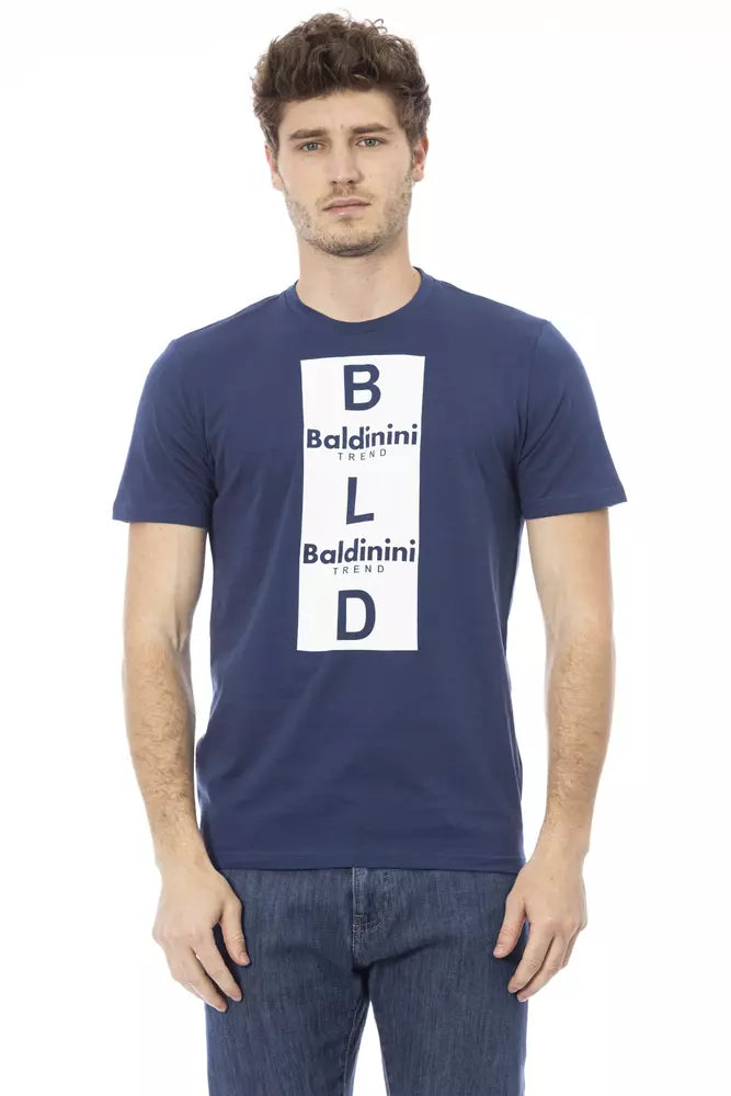 Baldinini Trend Chic Blue Cotton Tee with Front Print