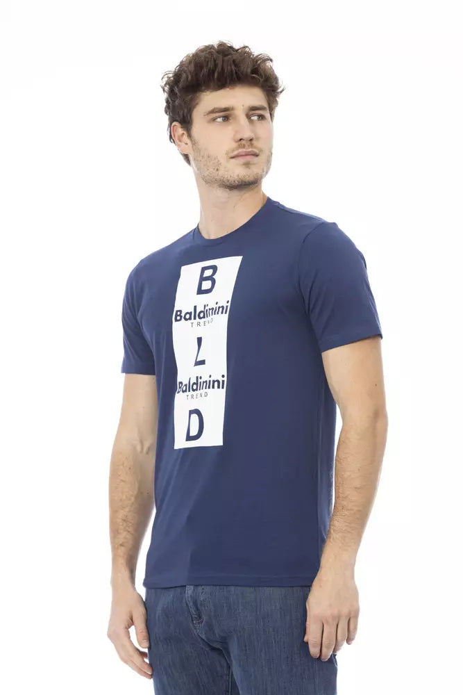 Baldinini Trend Chic Blue Cotton Tee with Front Print