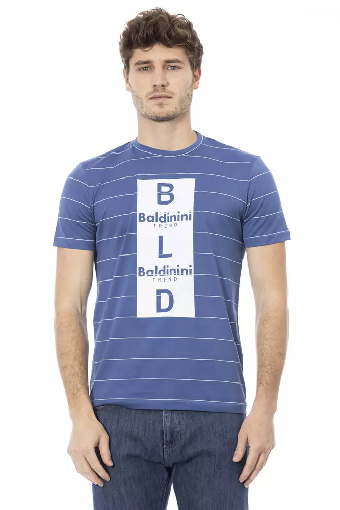 Baldinini Trend Chic Blue Cotton Tee with Front Print