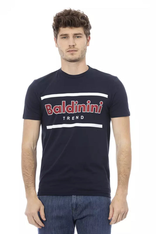 Baldinini Trend Chic Blue Round Neck Cotton Tee