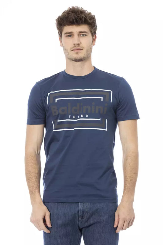 Baldinini Trend Chic Blue Cotton Tee with Signature Front Print