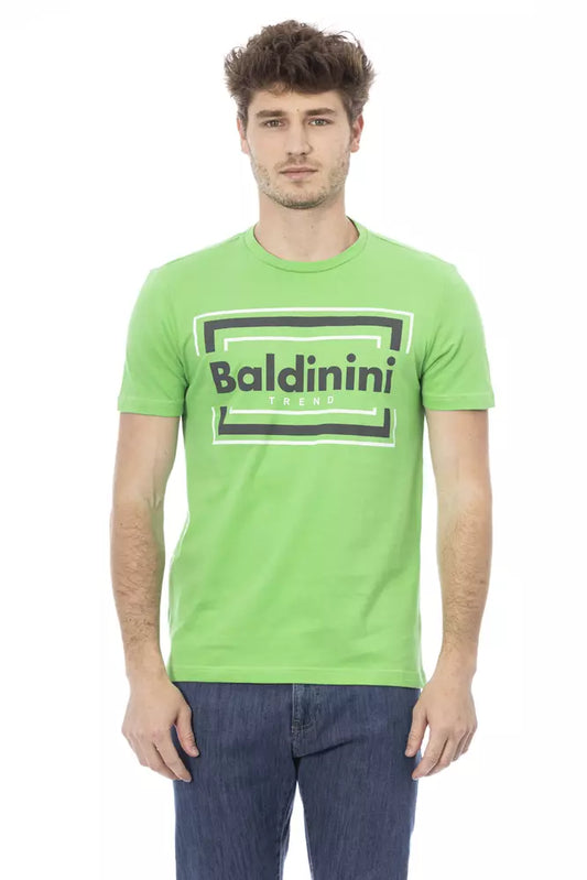 Baldinini Trend Green Cotton Tee with Chic Front Print