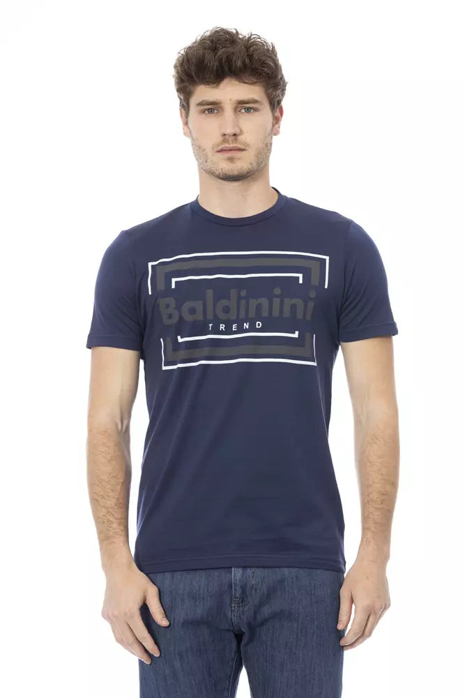 Baldinini Trend Chic Blue Cotton Tee with Front Print