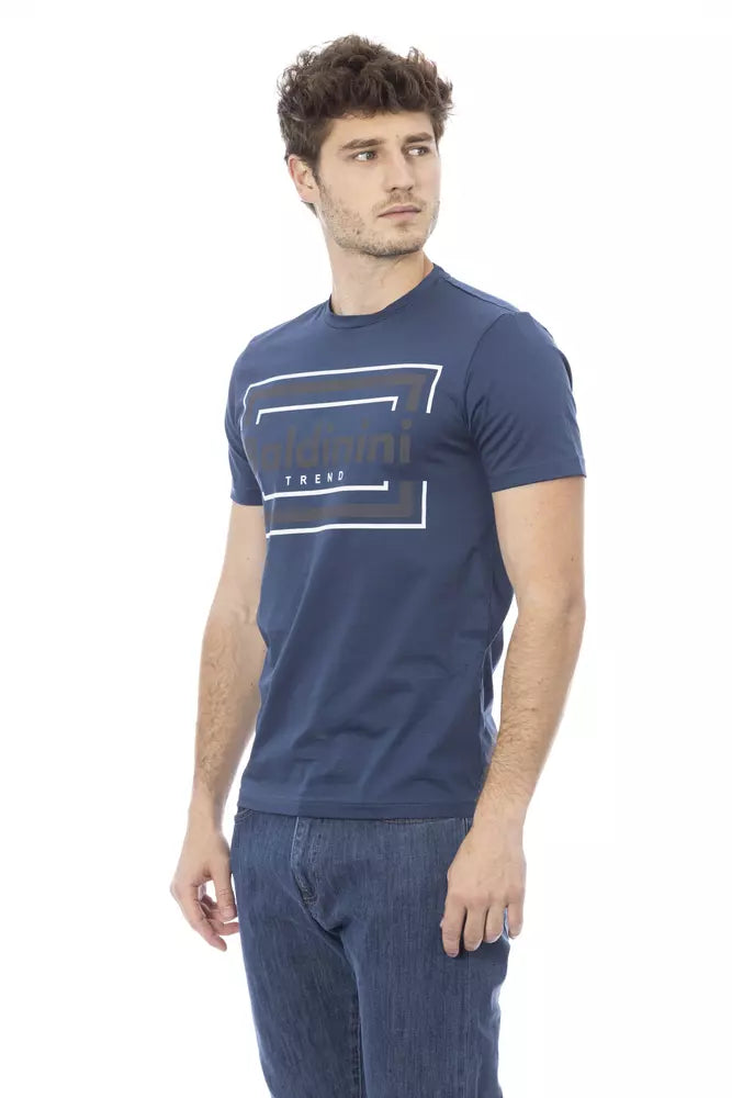 Baldinini Trend Chic Blue Cotton Tee with Front Print