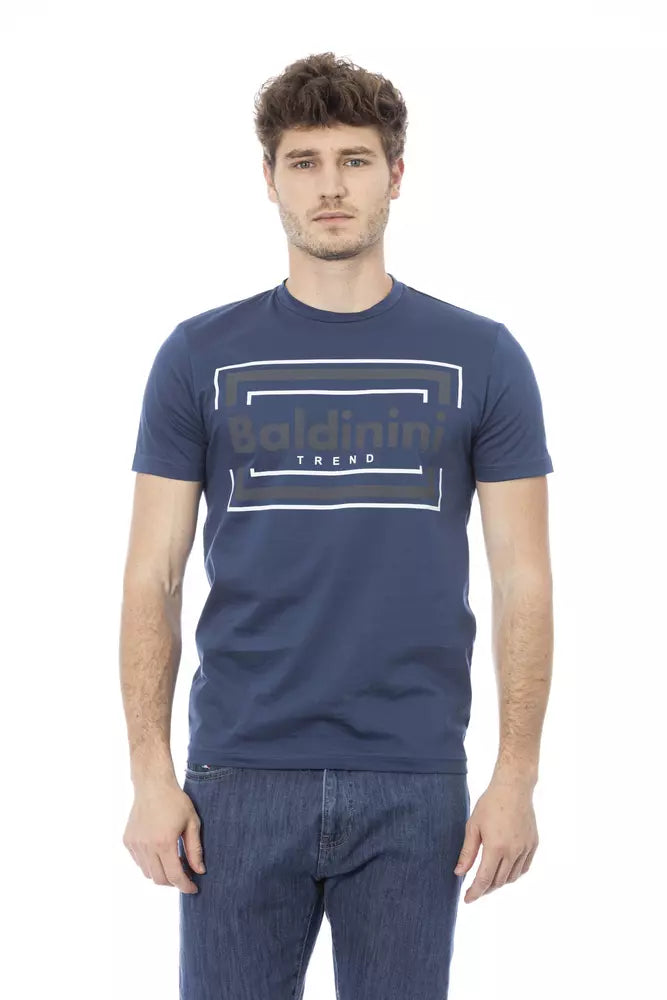 Baldinini Trend Chic Blue Cotton Tee with Front Print