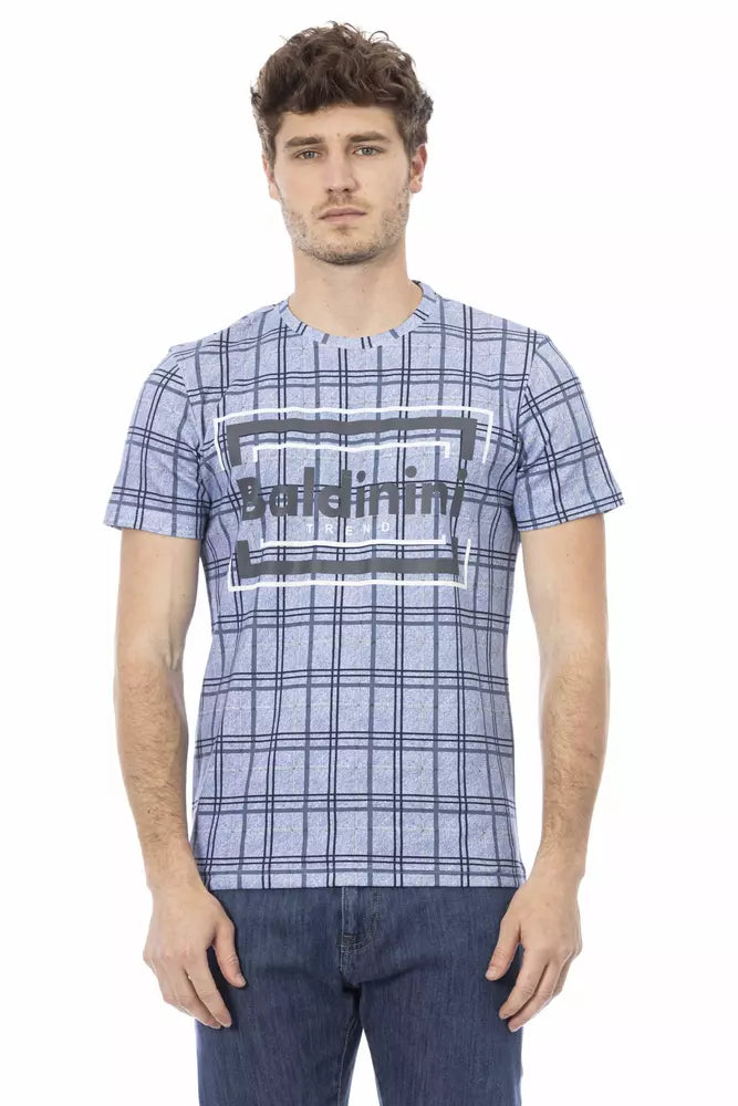 Baldinini Trend Light Blue Cotton Tee with Front Print