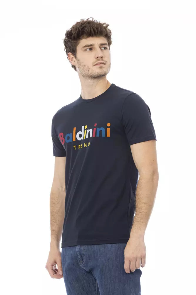 Baldinini Trend Chic Blue Cotton Tee with Front Print