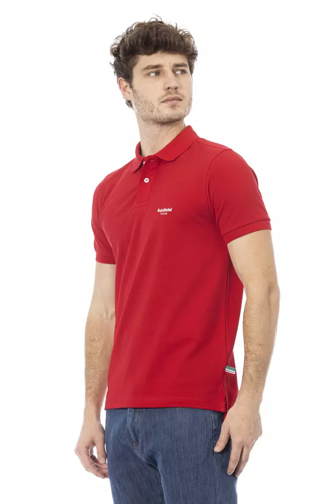 Baldinini Trend Elegant Red Cotton Polo with Chic Embroidery