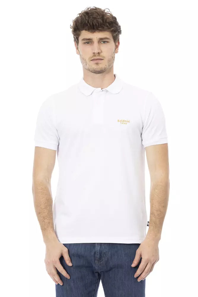 Baldinini Trend Elegant White Cotton Polo with Chic Embroidery