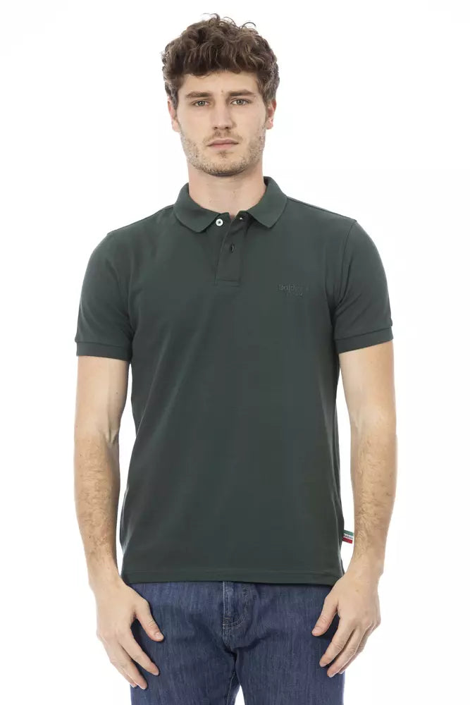 Baldinini Trend Chic Embroidered Cotton Polo Shirt in Green