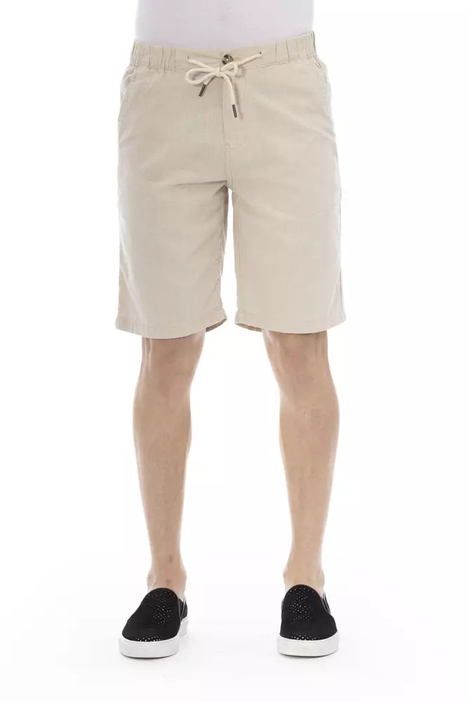 Baldinini Trend Beige Cotton Bermuda Shorts with Drawstring Closure