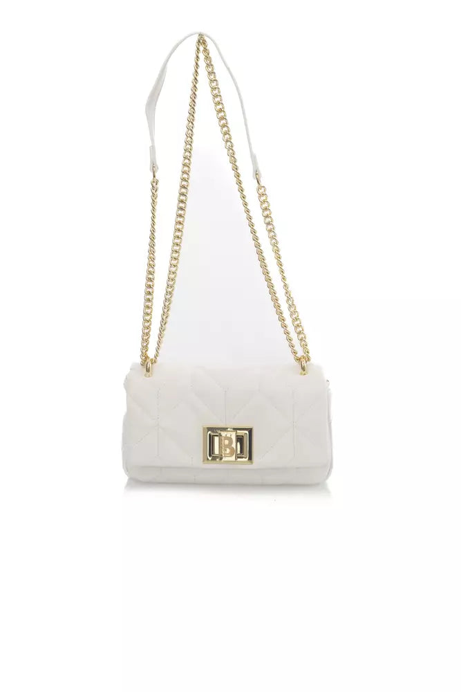 Baldinini Trend Chic White Leather Shoulder Flap Bag