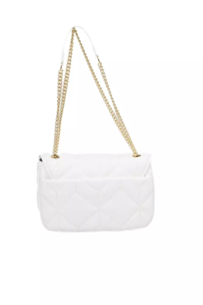 Baldinini Trend Elegant White Flap Shoulder Bag with Gold Accents