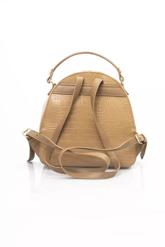 Baldinini Trend Elegant Beige Backpack with Golden Accents