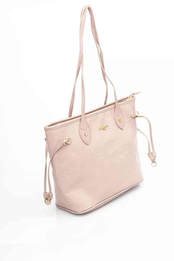 Baldinini Trend Elegant Pink Shoulder Bag with Golden Accents