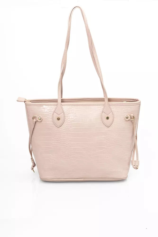 Baldinini Trend Elegant Pink Shoulder Bag with Golden Accents