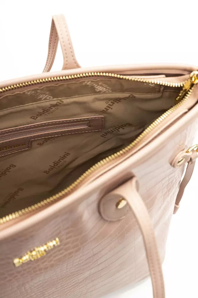 Baldinini Trend Elegant Pink Shoulder Bag with Golden Accents