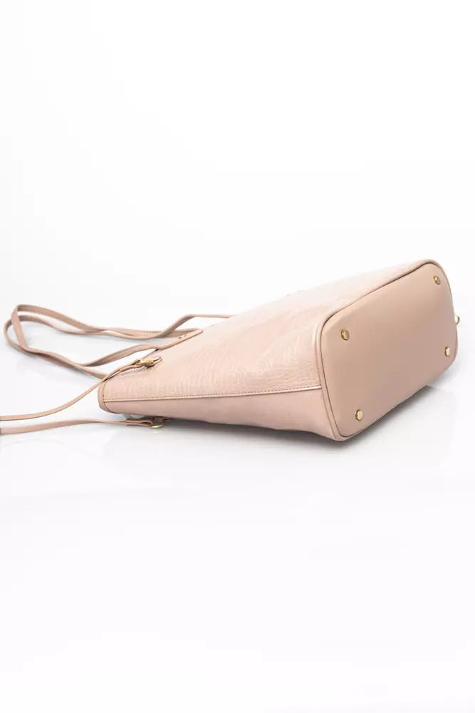 Baldinini Trend Elegant Pink Shoulder Bag with Golden Accents