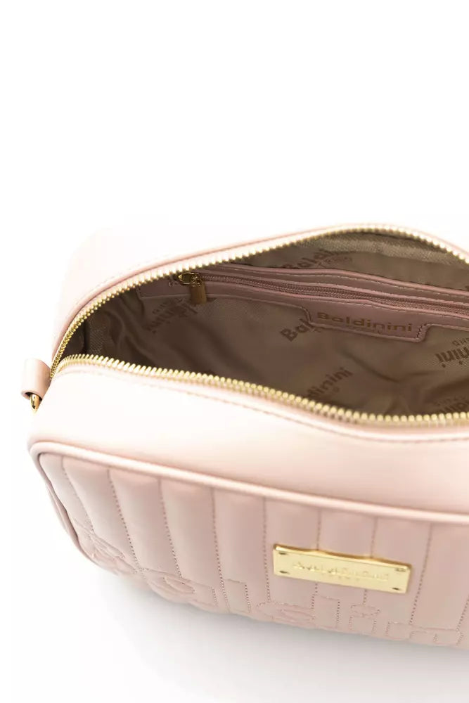 Baldinini Trend Elegant Pink Shoulder Bag with Golden Accents