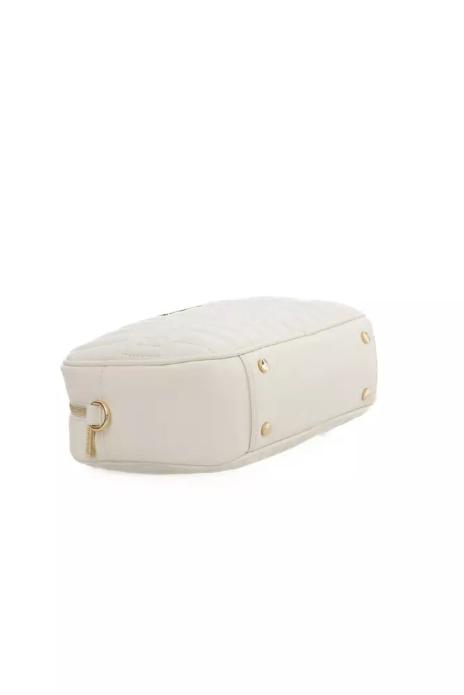 Baldinini Trend Chic White Shoulder Bag with Golden Accents