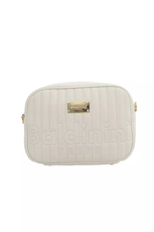 Baldinini Trend Chic White Shoulder Bag with Golden Accents