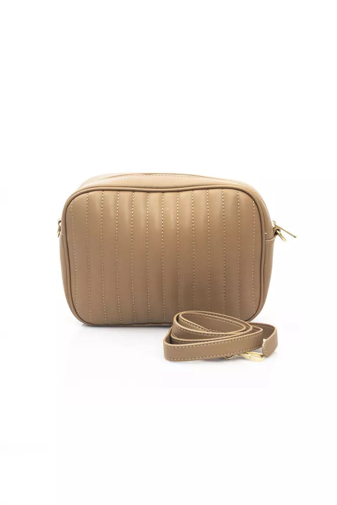 Baldinini Trend Chic Beige Shoulder Bag with Golden Accents