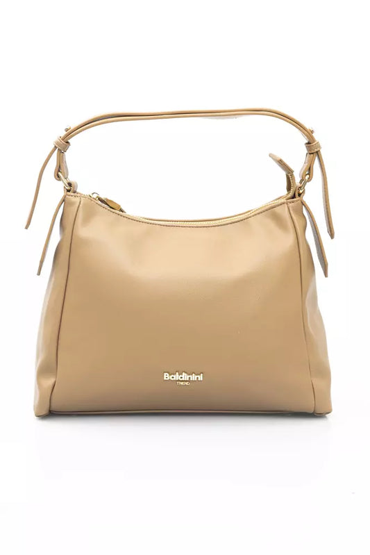 Baldinini Trend Chic Beige Shoulder Bag with Golden Accents