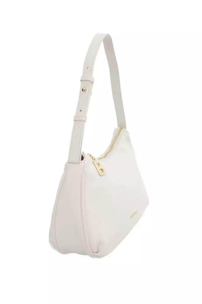 Baldinini Trend Elegant White Shoulder Bag with Golden Accents