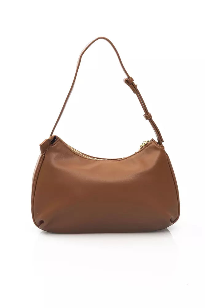 Baldinini Trend Chic Brown Polyethylene Shoulder Bag with Golden Details