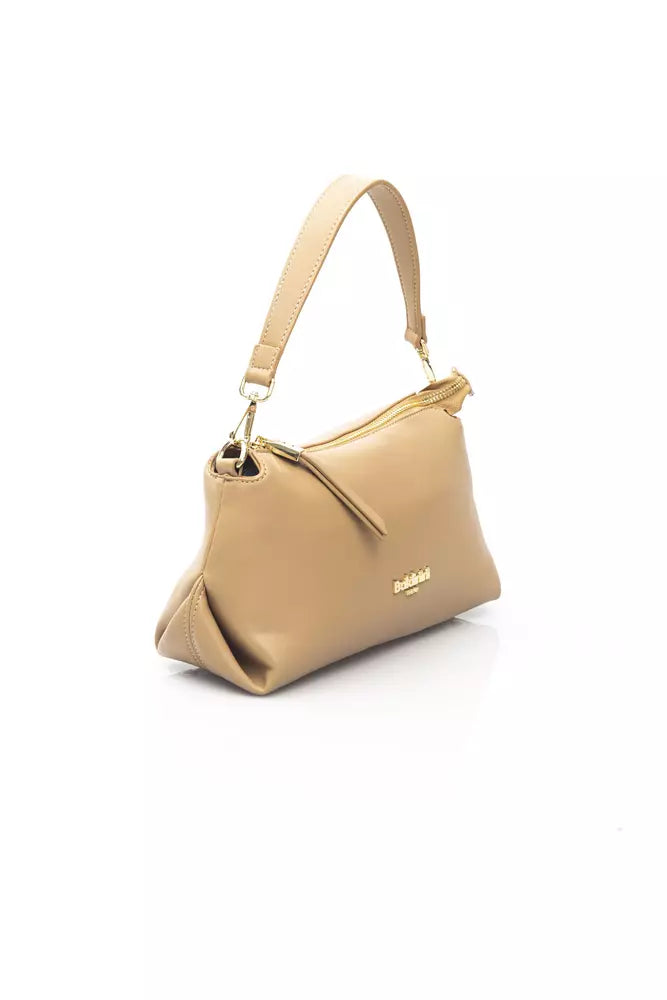 Baldinini Trend Elegant Beige Shoulder Bag with Golden Accents