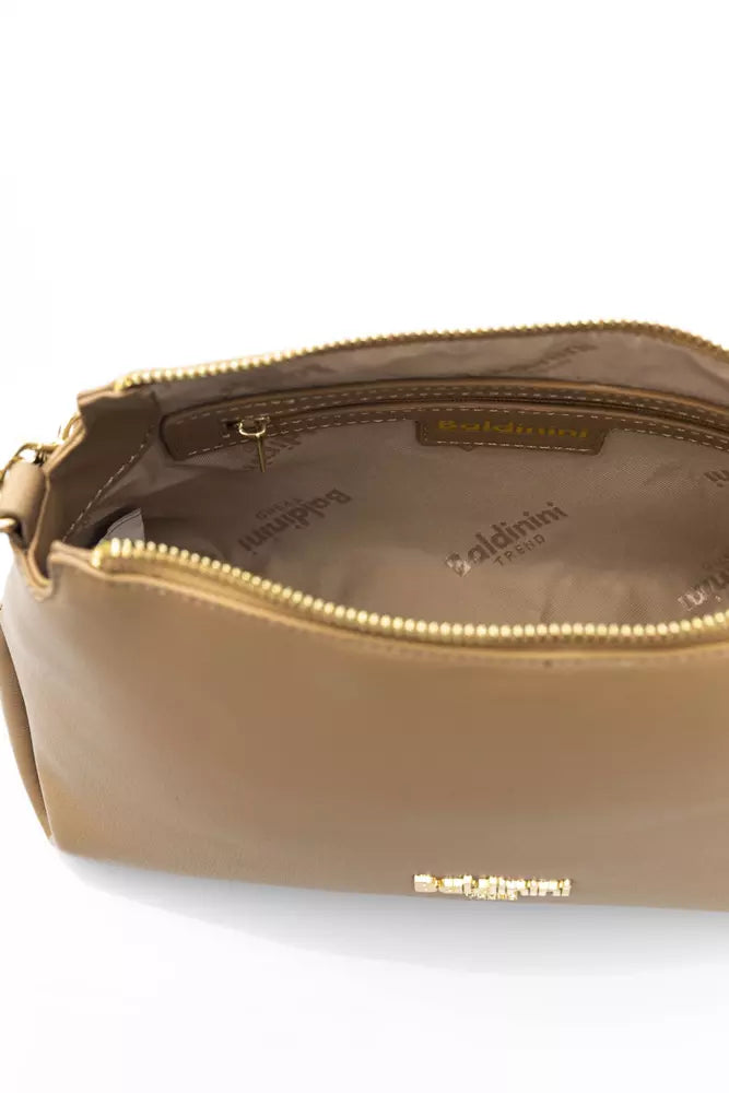 Baldinini Trend Elegant Beige Shoulder Bag with Golden Accents