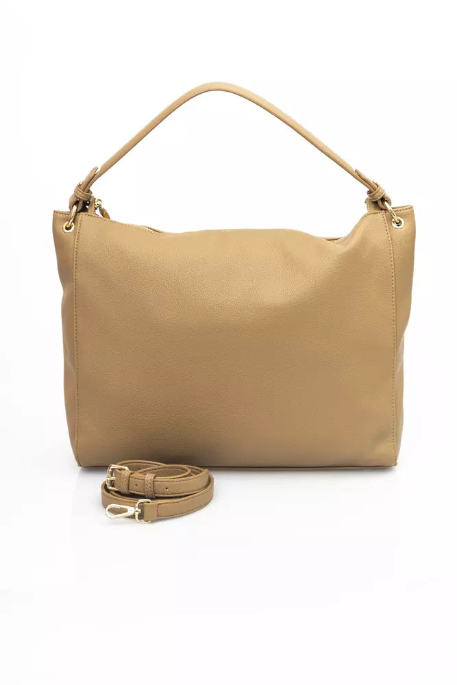 Baldinini Trend Chic Beige Shoulder Bag with Golden Accents