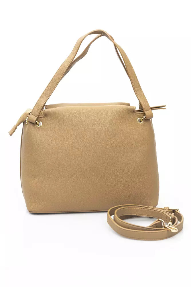 Baldinini Trend Beige Zip Shoulder Bag with Golden Details