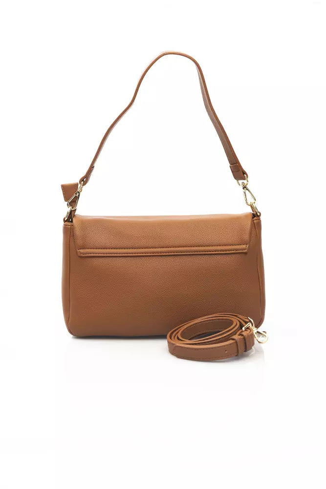 Baldinini Trend Elegant Brown Shoulder Flap Bag with Golden Accents