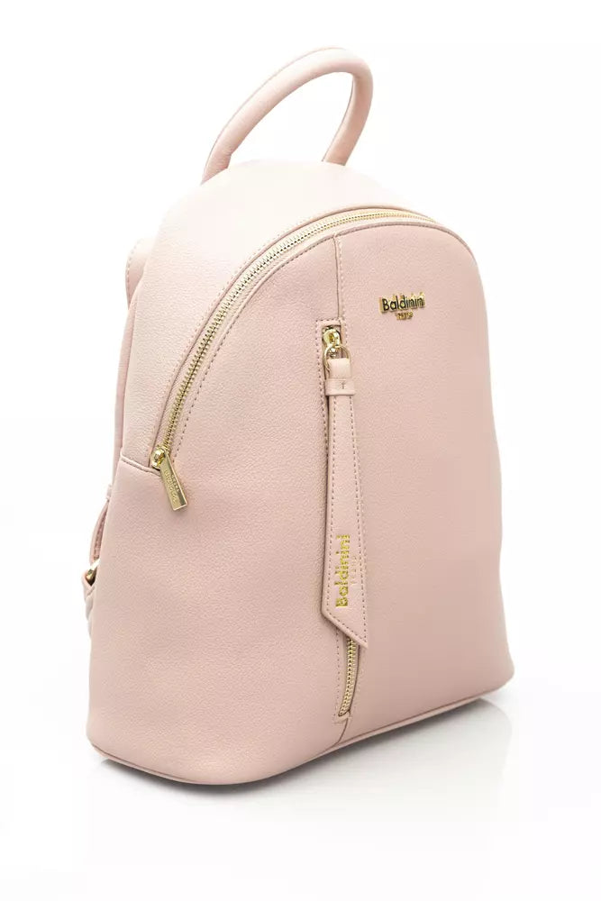 Baldinini Trend Chic Pink Backpack with Golden Accents