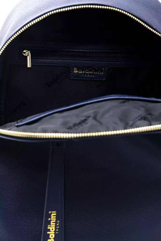 Baldinini Trend Elegant Blue Backpack with Golden Accents