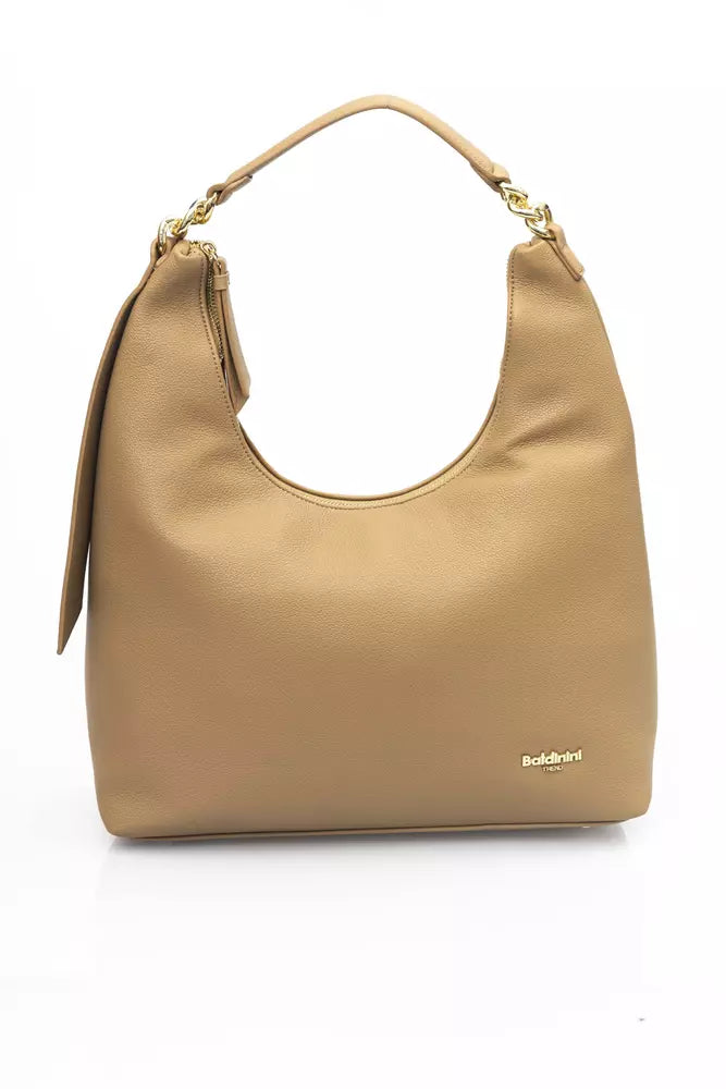 Baldinini Trend Elegant Beige Shoulder Bag with Golden Accents