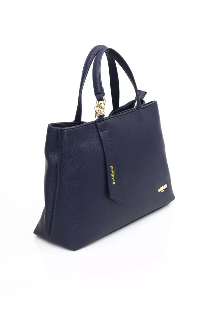 Baldinini Trend Elegant Blue Shoulder Bag with Golden Accents