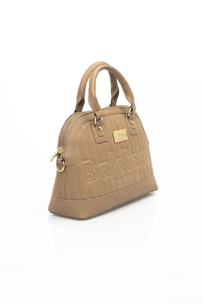 Baldinini Trend Elegant Beige Shoulder Bag with Golden Accents