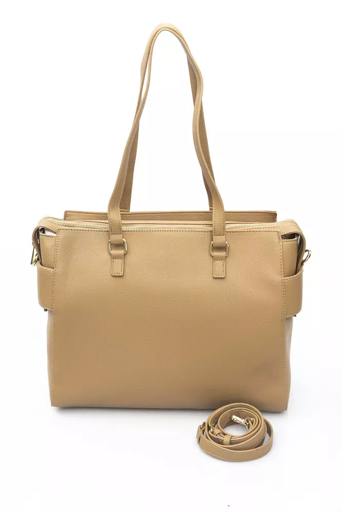 Baldinini Trend Elegant Beige Shoulder Bag With Golden Accents