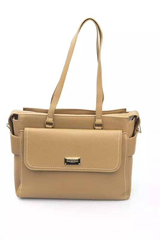 Baldinini Trend Elegant Beige Shoulder Bag With Golden Accents