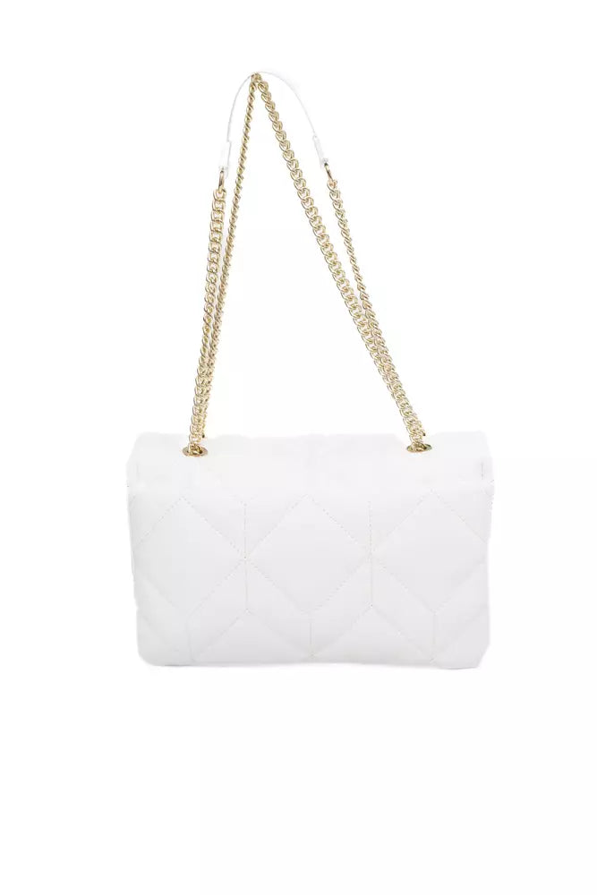 Baldinini Trend Elegant White Shoulder Bag with Golden Accents