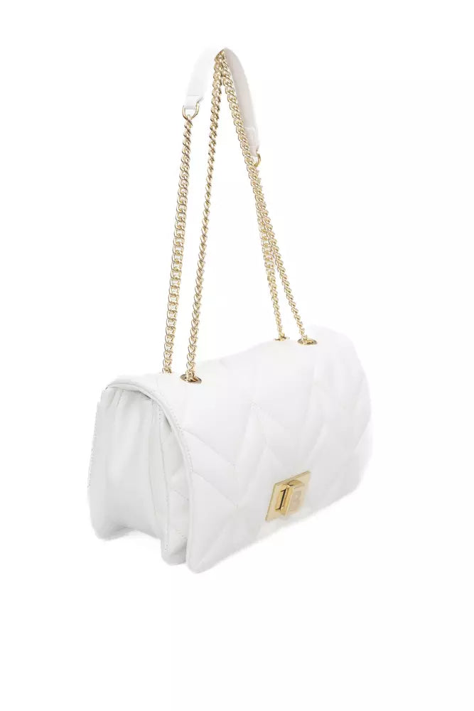 Baldinini Trend Elegant White Shoulder Bag with Golden Accents