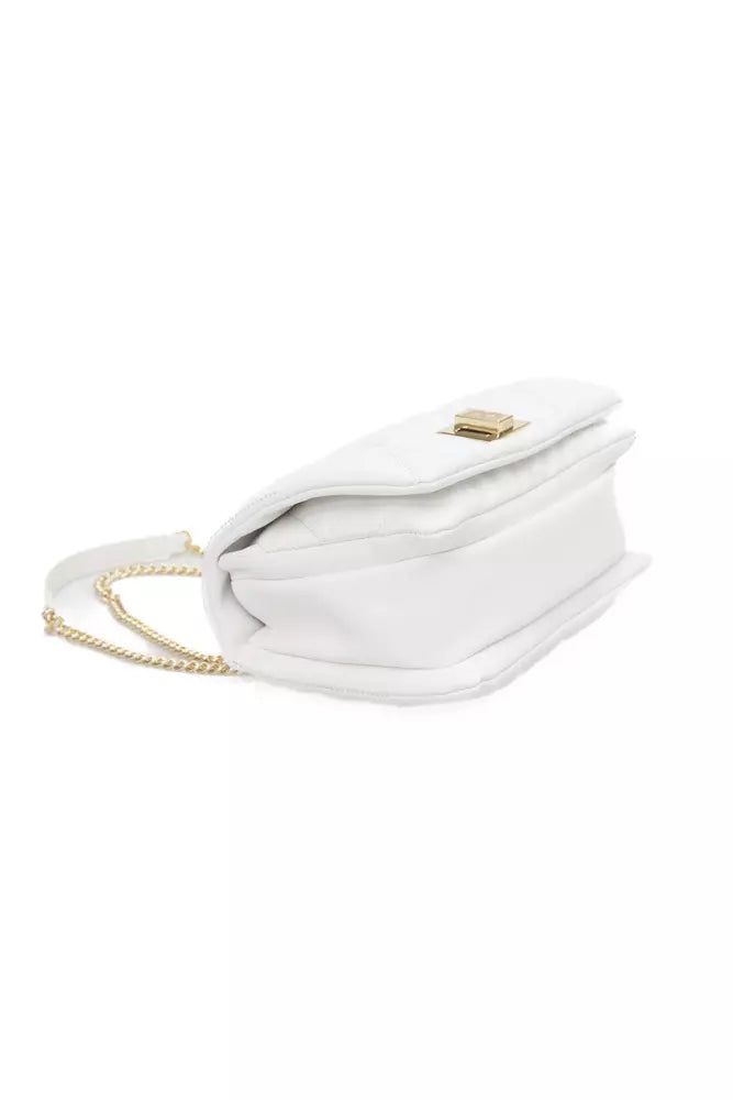 Baldinini Trend Elegant White Shoulder Bag with Golden Accents