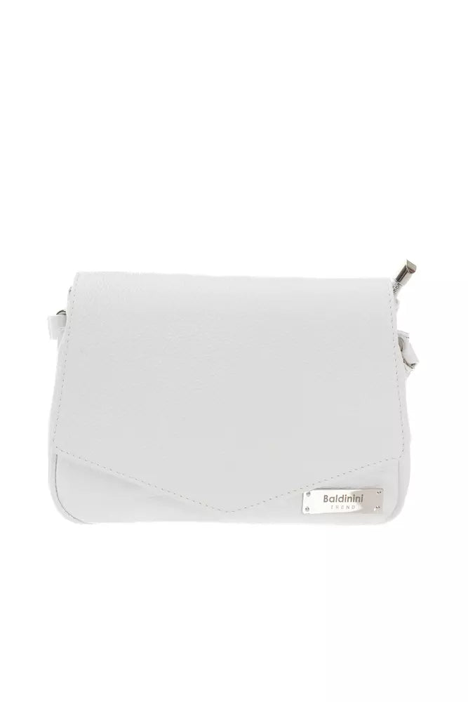 Baldinini Trend Elegant White Leather Shoulder Bag