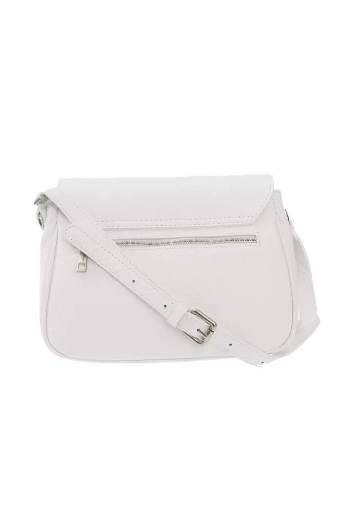 Baldinini Trend Elegant White Leather Shoulder Bag