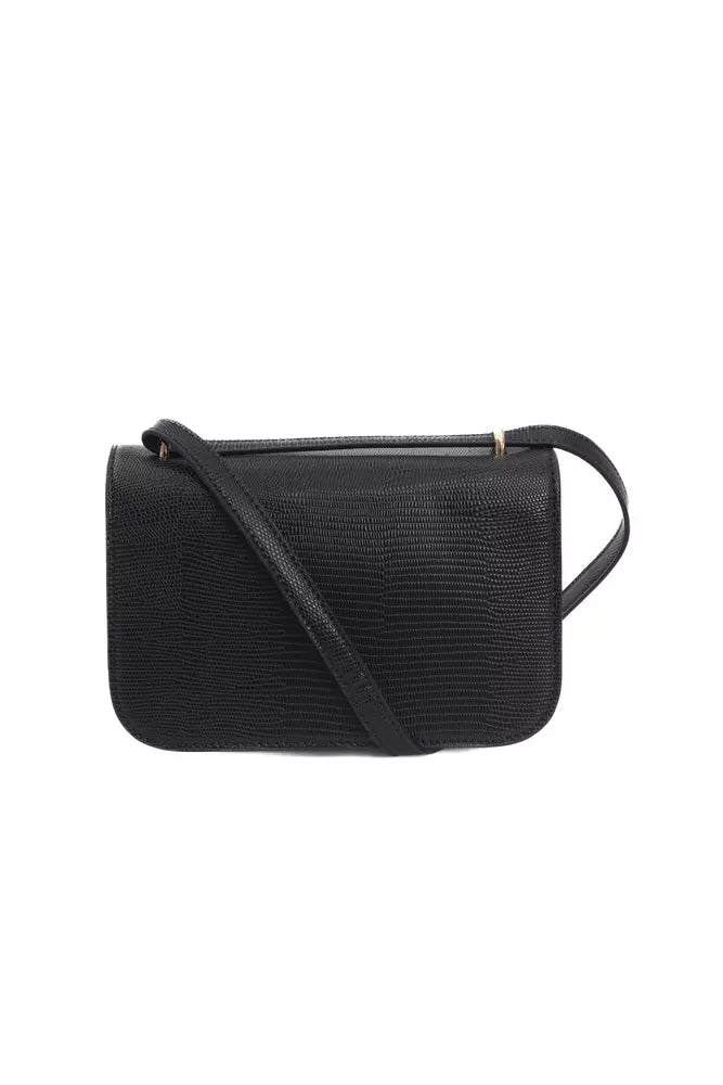 Baldinini Trend Chic Black Crossbody With Golden Accents