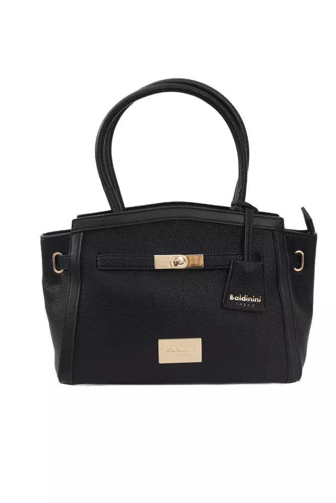 Baldinini Trend Elegant Black Shoulder Bag with Golden Accents