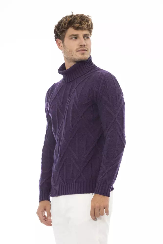 Alpha Studio Regal Purple Turtleneck Essential Sweater