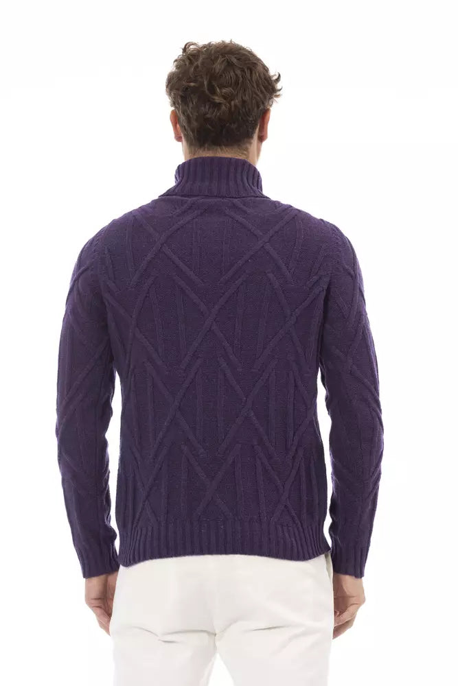 Alpha Studio Regal Purple Turtleneck Essential Sweater